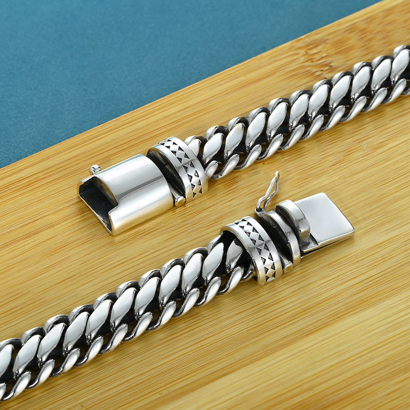 S925 Sterling Silver Thick Type Sense Semicircle Bolt Bracelet