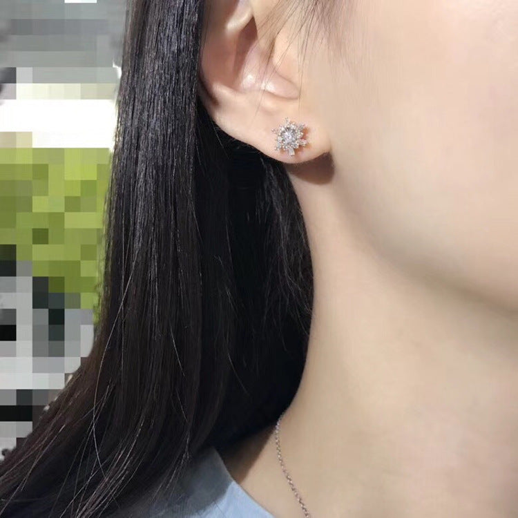 18K Rose Gold/Platinum Diamond Earrings