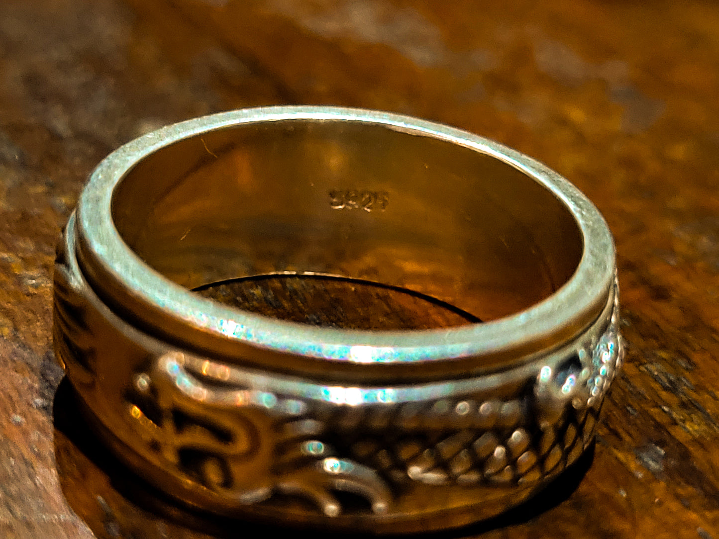 S925 Sterling Silver Spinning Dragon Ring