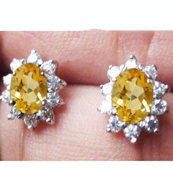 925 Sterling Silver Gold-Plated Natural Citrine Earrings