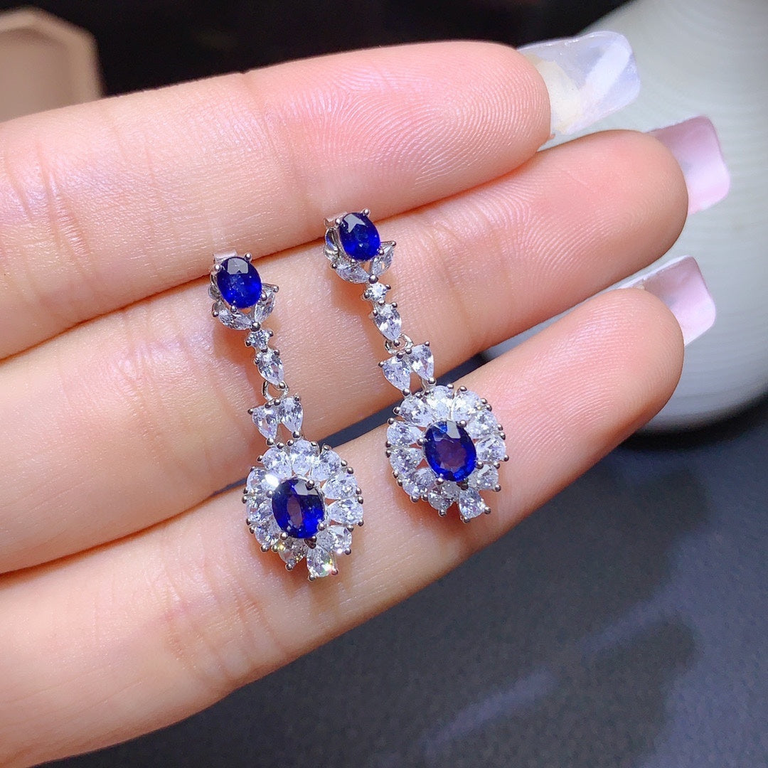 Natural Sri Lanka Sapphire Earrings