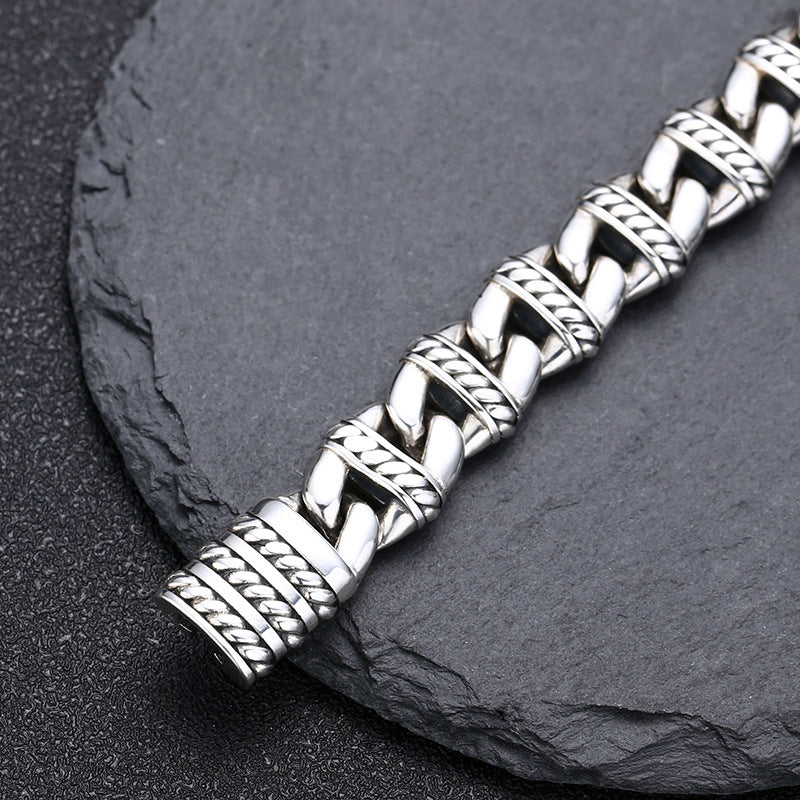 Men's S925 Sterling Silver Thick Anchor Link Bracelet
