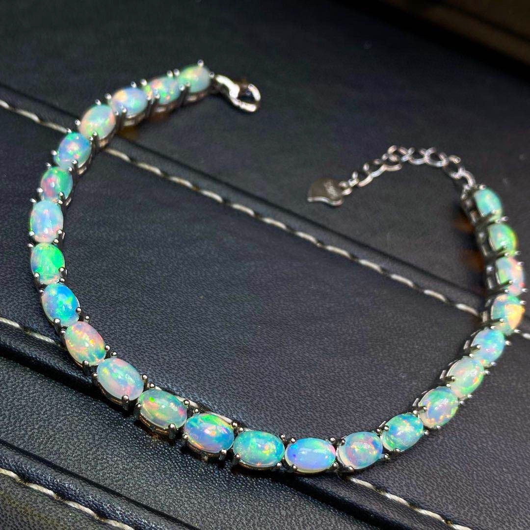 Certified 18K White Gold-Plated Opal Bracelet