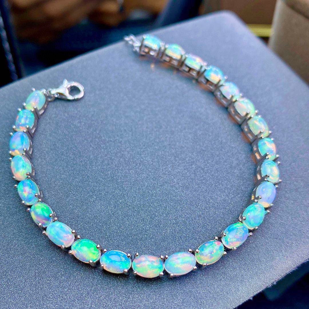 Certified 18K White Gold-Plated Opal Bracelet