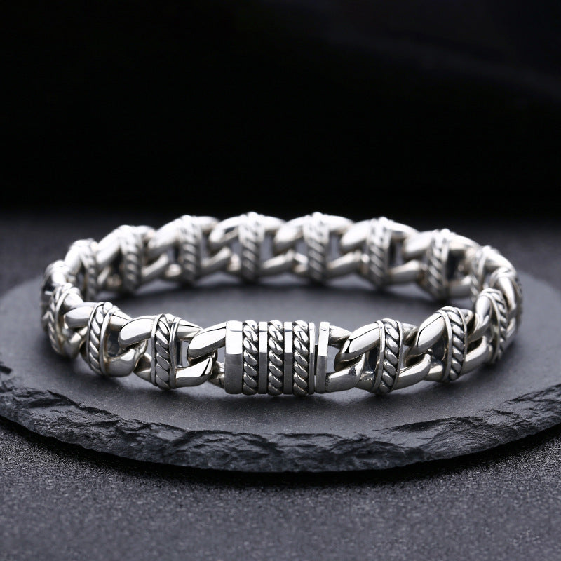 Men's S925 Sterling Silver Thick Anchor Link Bracelet