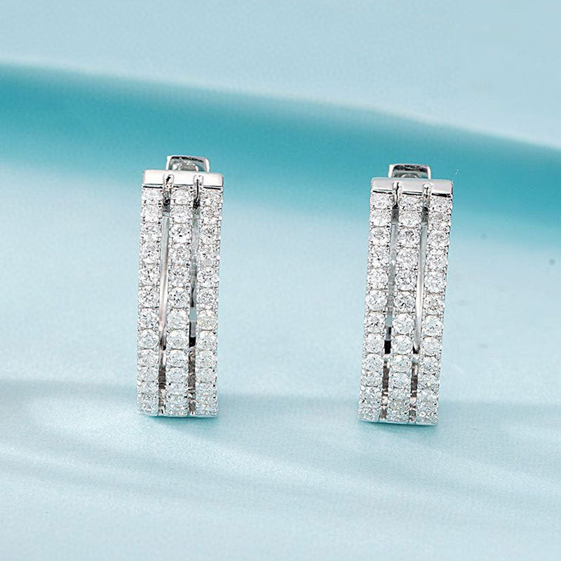 18K White Gold/Rose Gold Natural Diamond Hoop Earrings