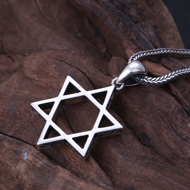 S925 Sterling Silver Star Of David Pendant