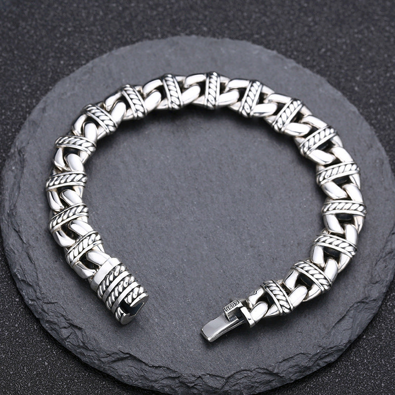 Men's S925 Sterling Silver Thick Anchor Link Bracelet
