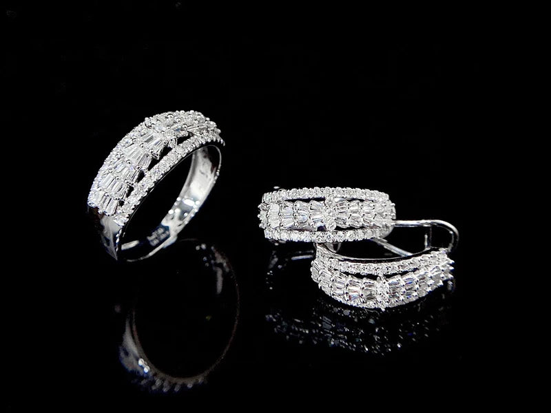 18K White Gold Natural Diamond Dragon Scale Hoop Earrings