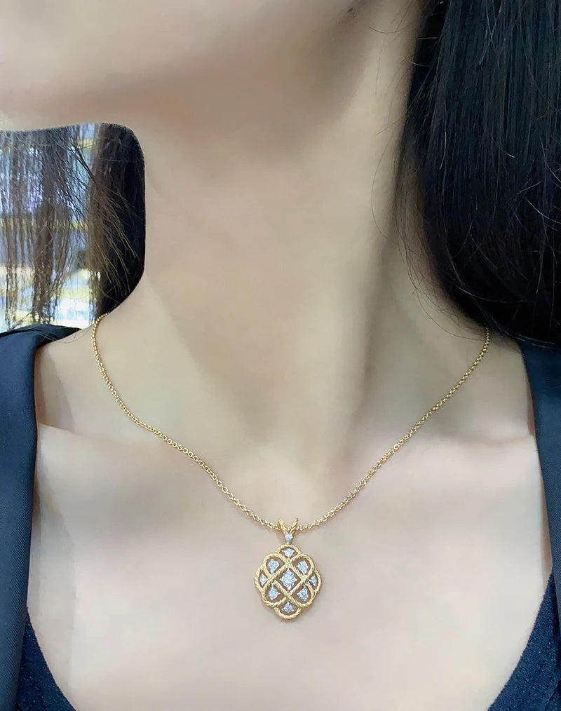 18K White & Yellow Gold Diamond Palace Necklace