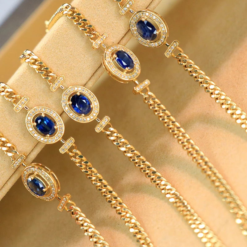 18K Yellow Gold Natural Sapphire Bracelet