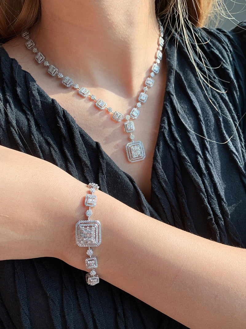 Luxury 18K White Gold Natural Diamond Bracelet