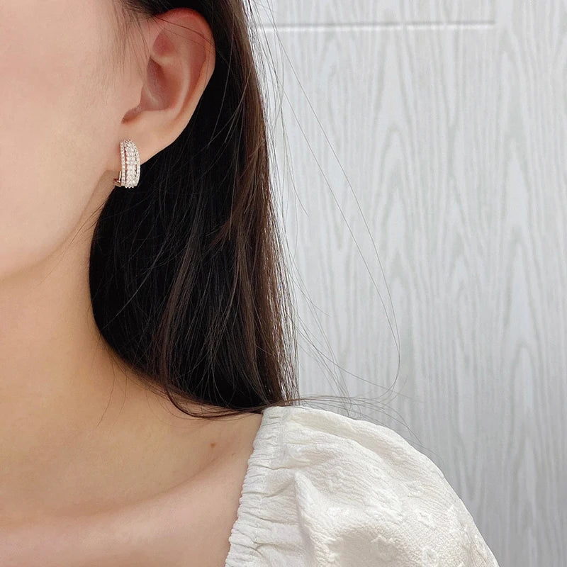 18K White Gold Natural Diamond Dragon Scale Hoop Earrings