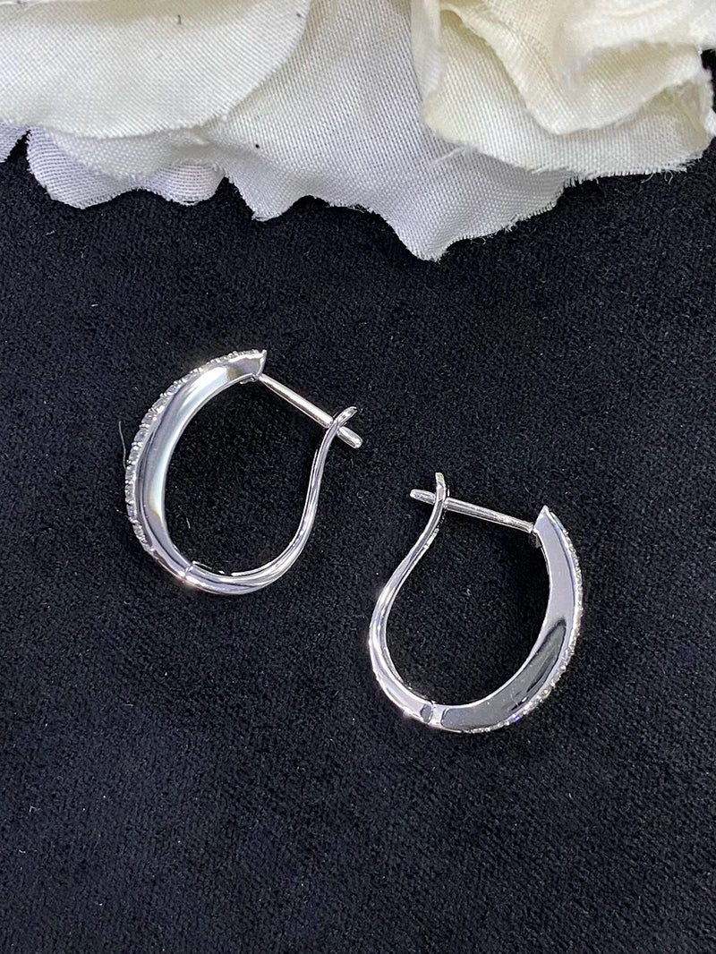 18K White Gold Natural Diamond Hoop Earrings