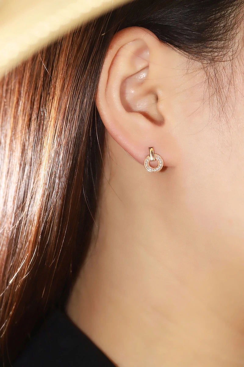 Elegant 18K Rose Gold Natural Diamond Round Stud Earrings