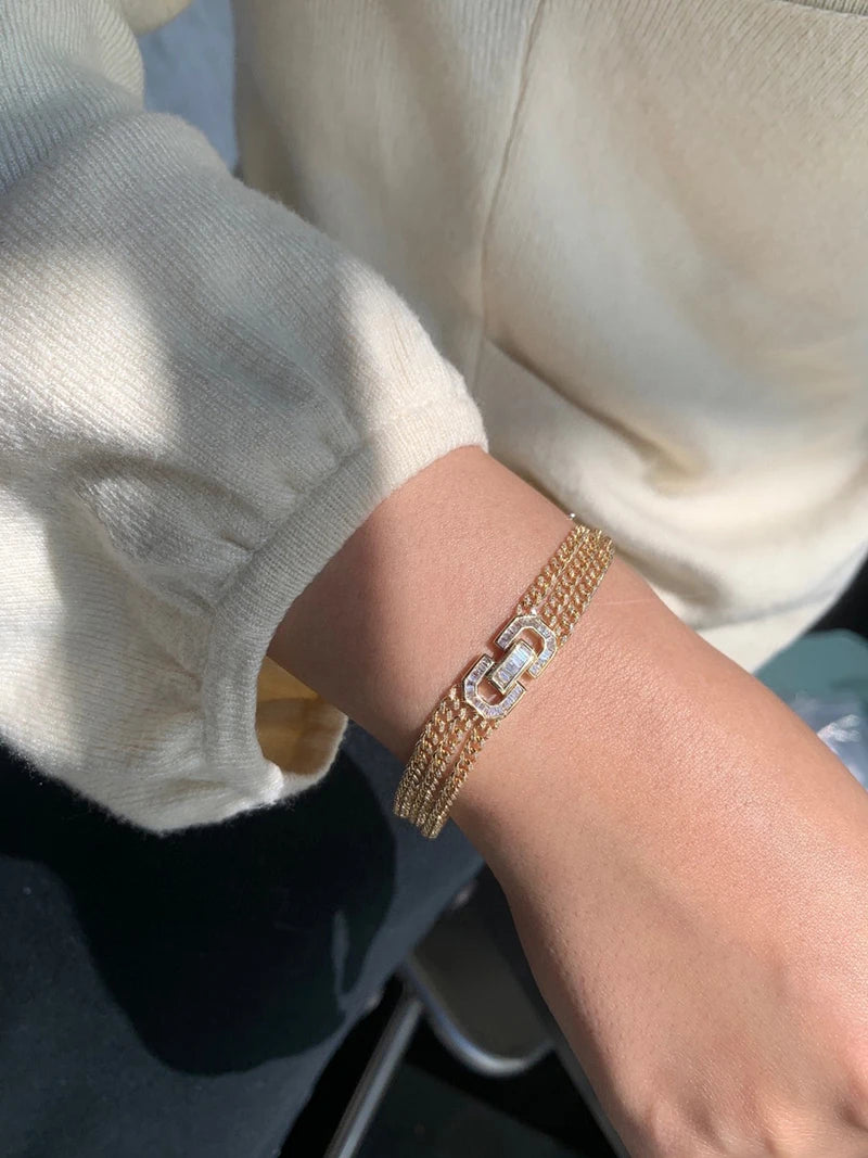 Luxury 18K Yellow Gold Natural Diamond Bracelet