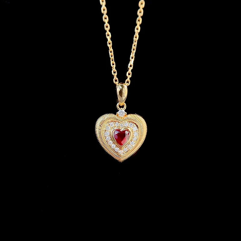 18K Yellow Gold Natural Ruby & Diamond Necklace