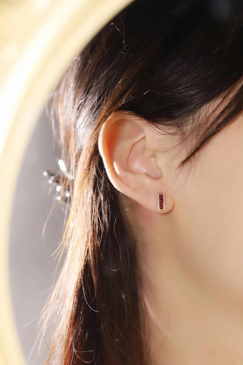 18K Yellow Gold Natural Diamond & Ruby Earrings