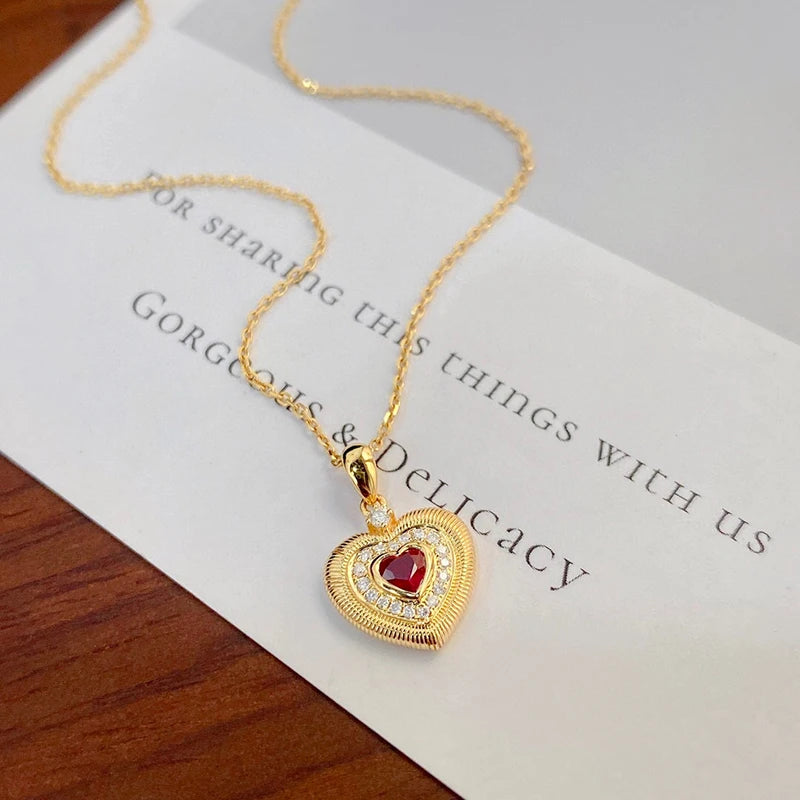 18K Yellow Gold Natural Ruby & Diamond Necklace