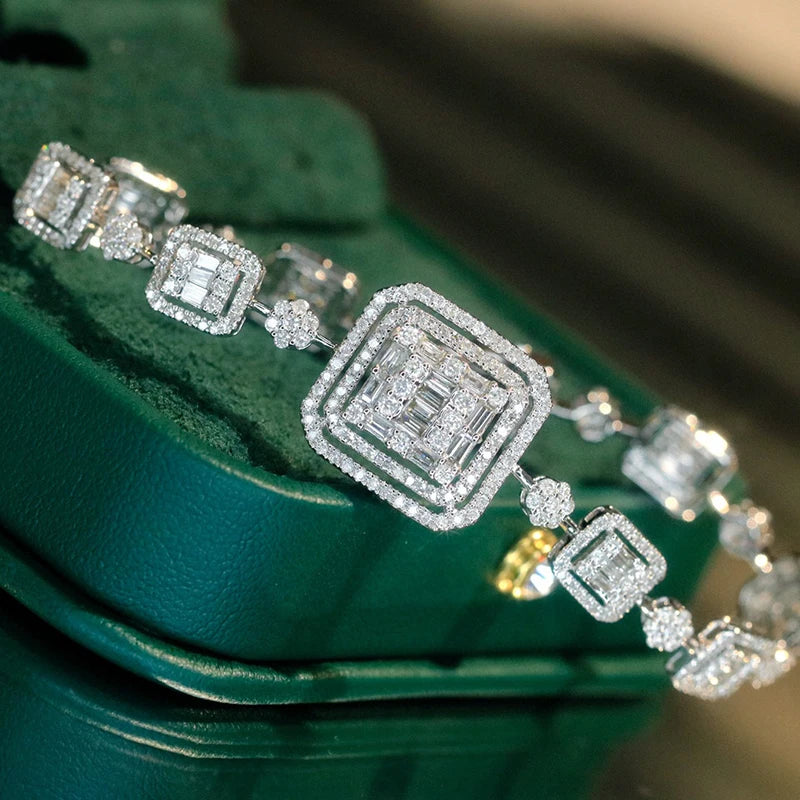 Luxury 18K White Gold Natural Diamond Bracelet
