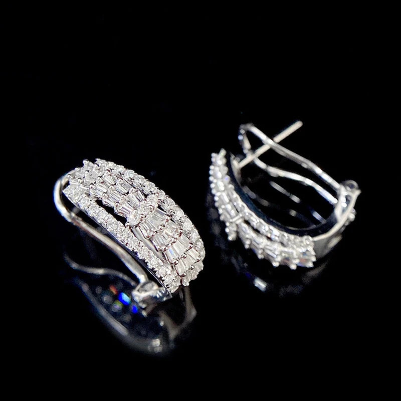 18K White Gold Natural Diamond Dragon Scale Hoop Earrings