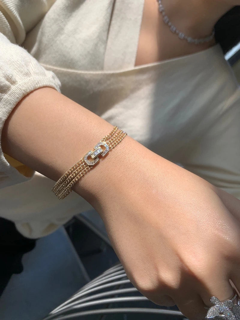 Luxury 18K Yellow Gold Natural Diamond Bracelet