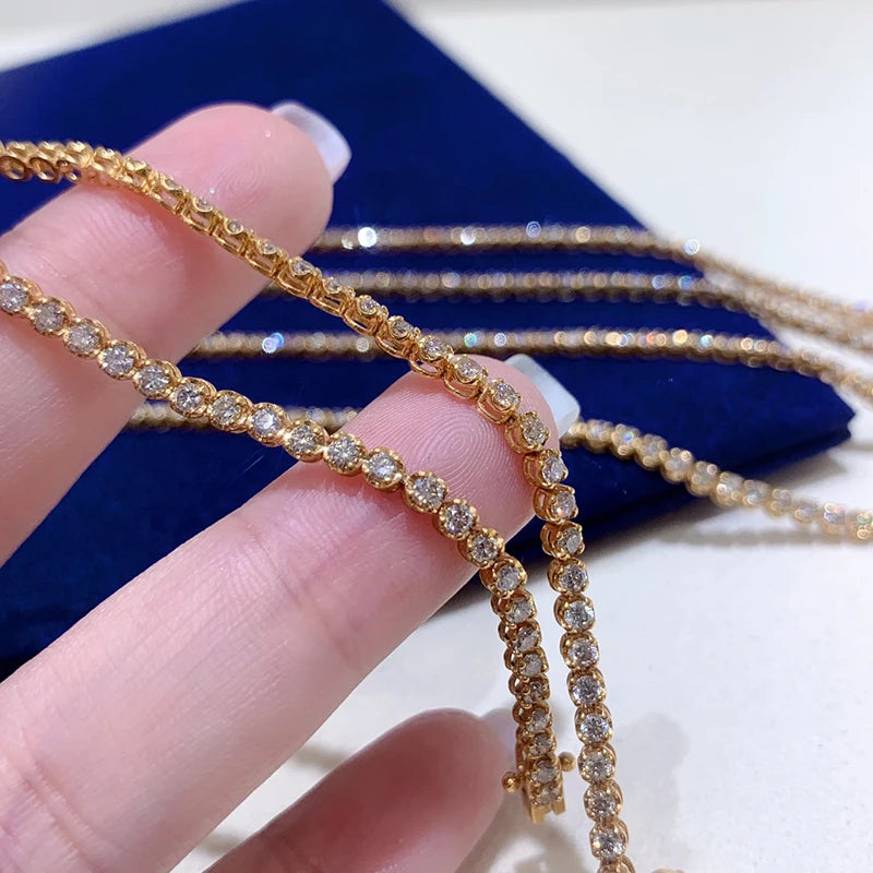 18K White/Yellow Gold Natural Diamond Tennis Bracelet