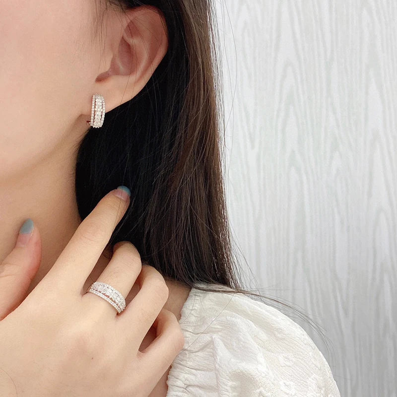 18K White Gold Natural Diamond Dragon Scale Hoop Earrings