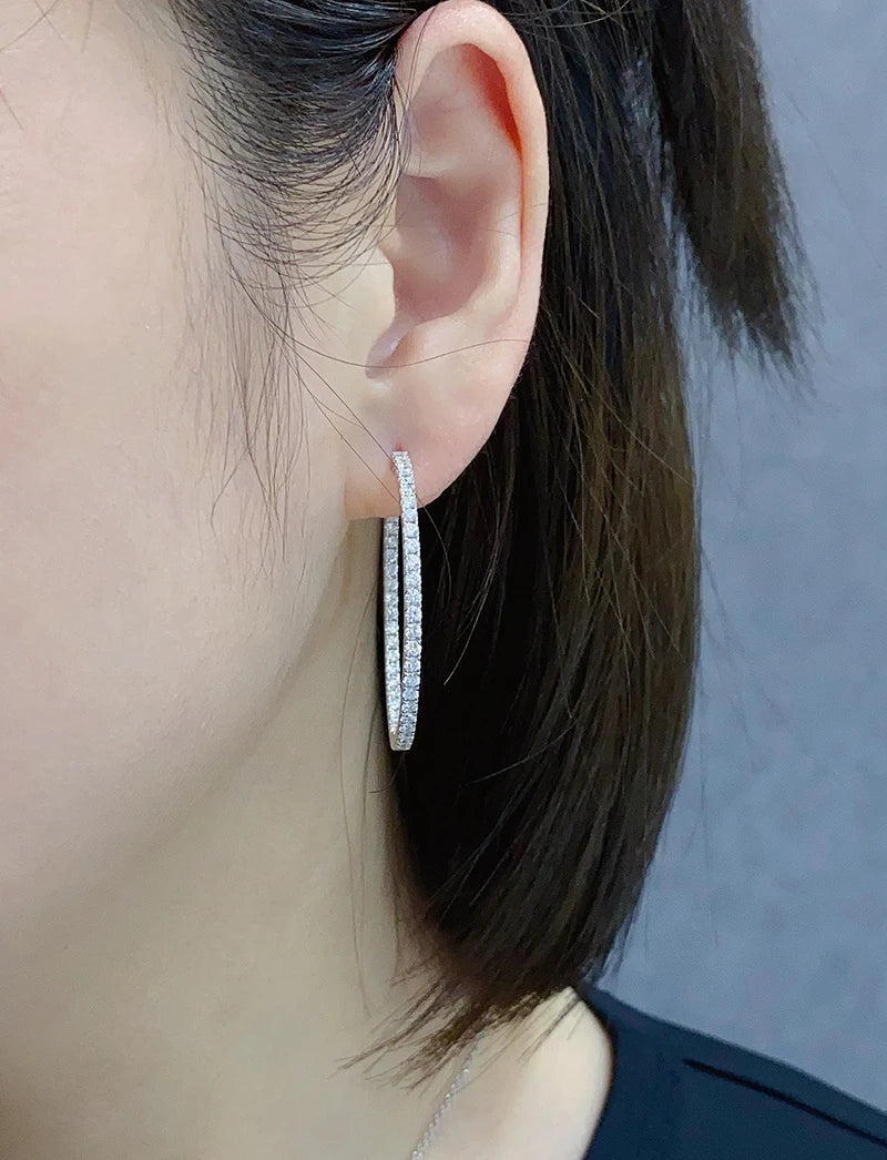 Luxury 18K White Gold Natural Diamond Hoop Earrings