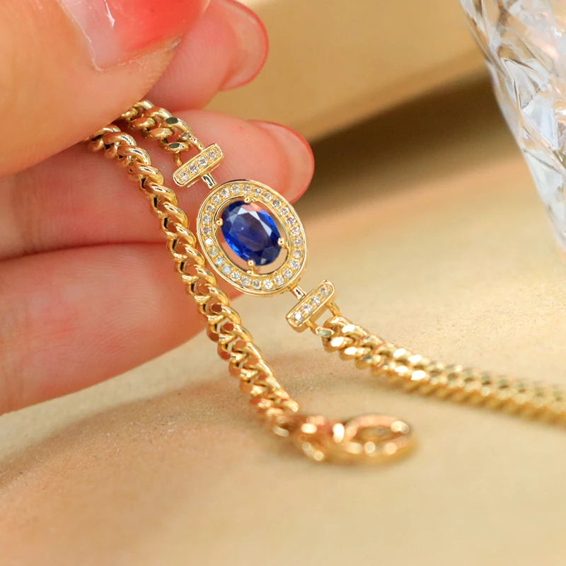 18K Yellow Gold Natural Sapphire Bracelet