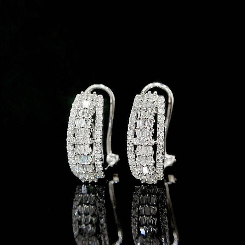 18K White Gold Natural Diamond Dragon Scale Hoop Earrings