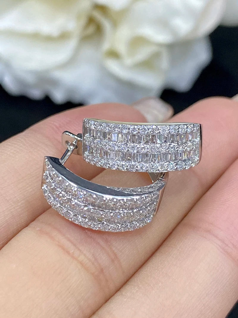 18K White Gold Natural Diamond Hoop Earrings
