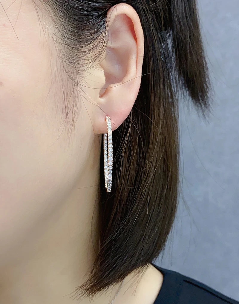 Luxury 18K Rose Gold Natural Diamond Hoop Earrings