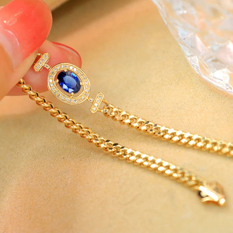 18K Yellow Gold Natural Sapphire Bracelet
