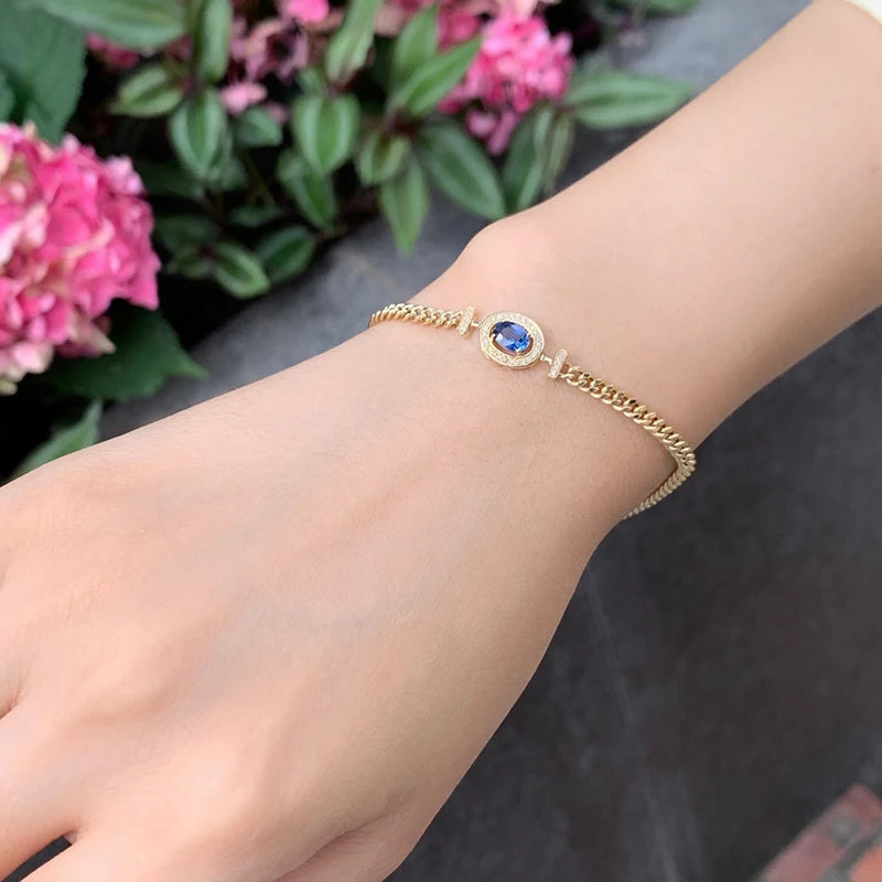 18K Yellow Gold Natural Sapphire Bracelet