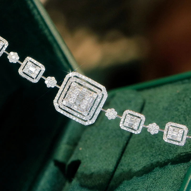 Luxury 18K White Gold Natural Diamond Bracelet