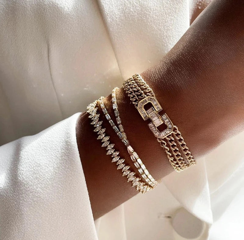 Luxury 18K Yellow Gold Natural Diamond Bracelet