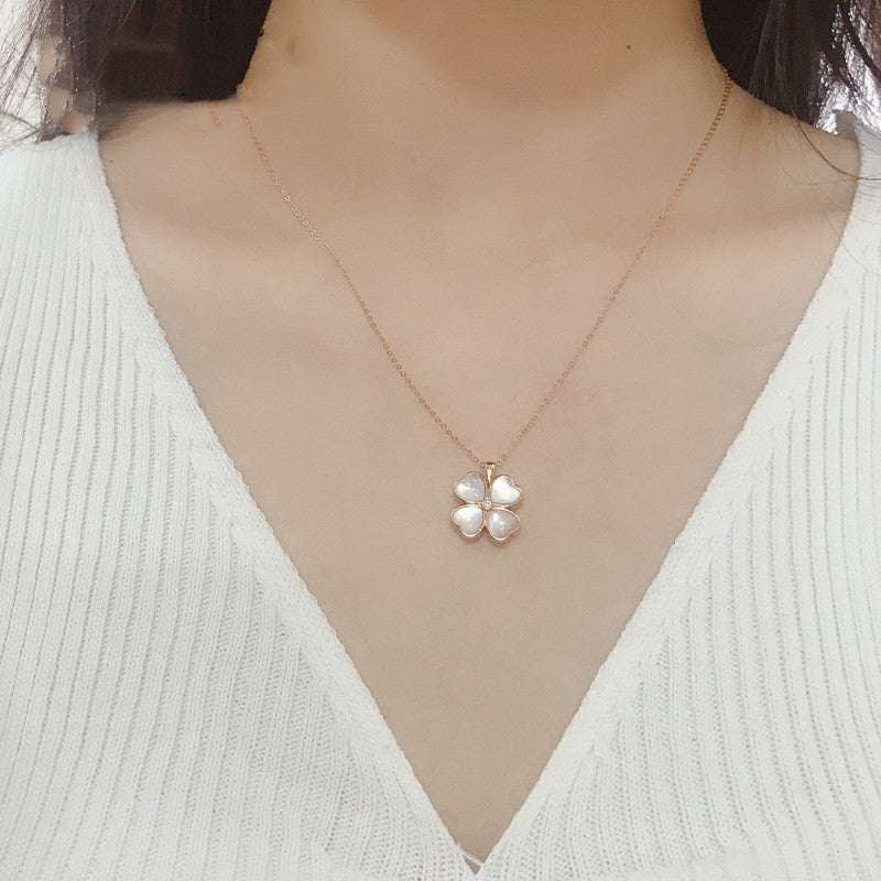 18K Rose Gold Four-Leaf Clover Necklace