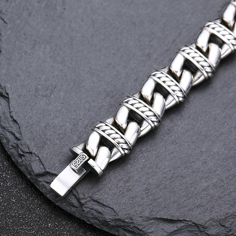 Men's S925 Sterling Silver Thick Anchor Link Bracelet