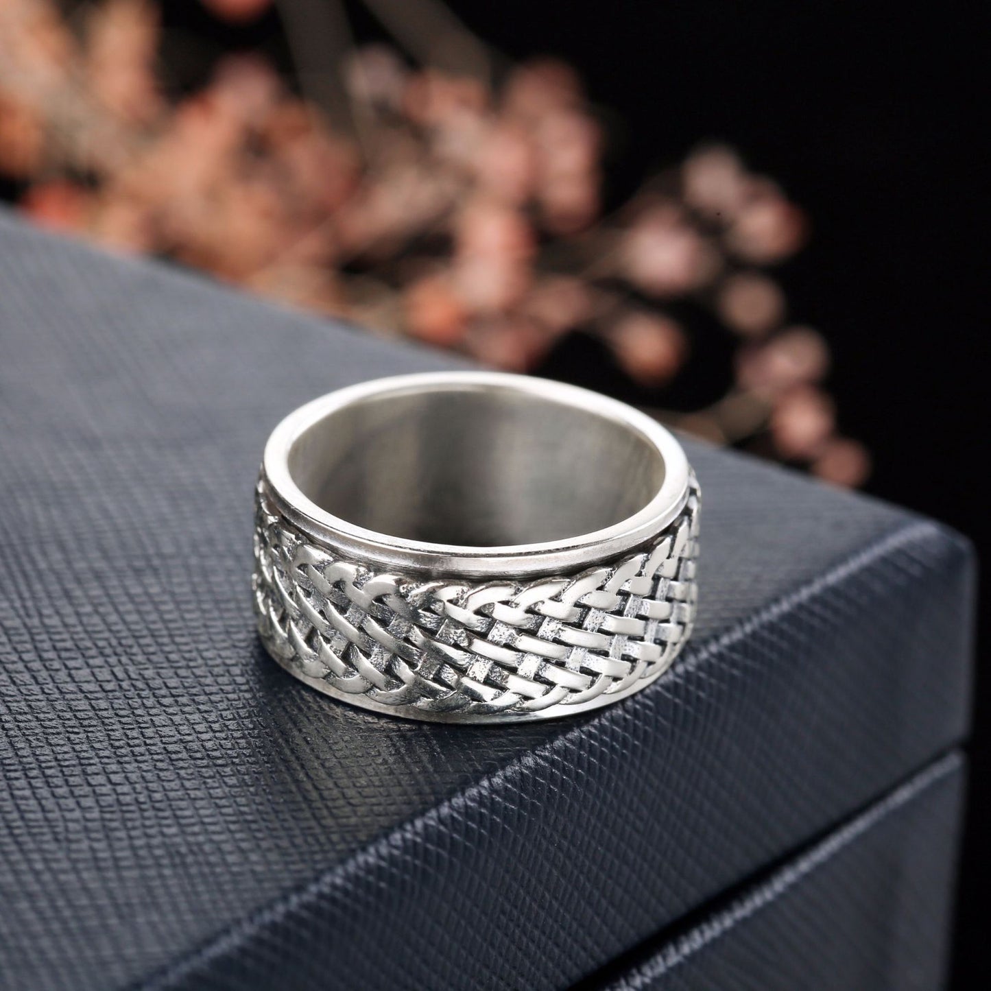 S925 Sterling Silver Braided Spinning Ring
