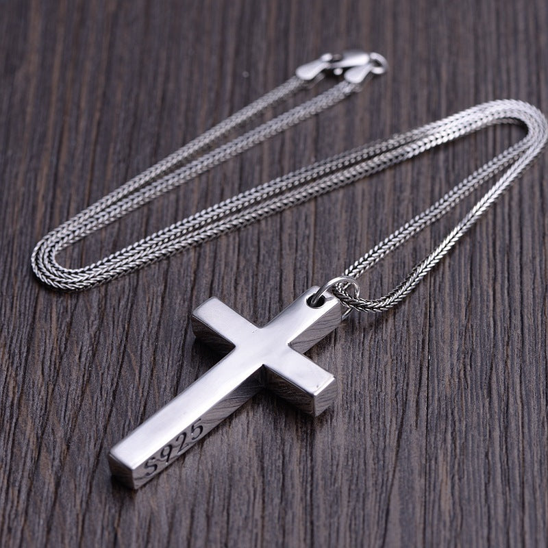 Polished S925 Sterling Silver Cross Pendant