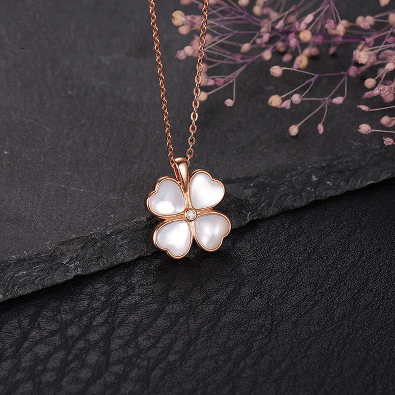 18K Rose Gold Four-Leaf Clover Necklace