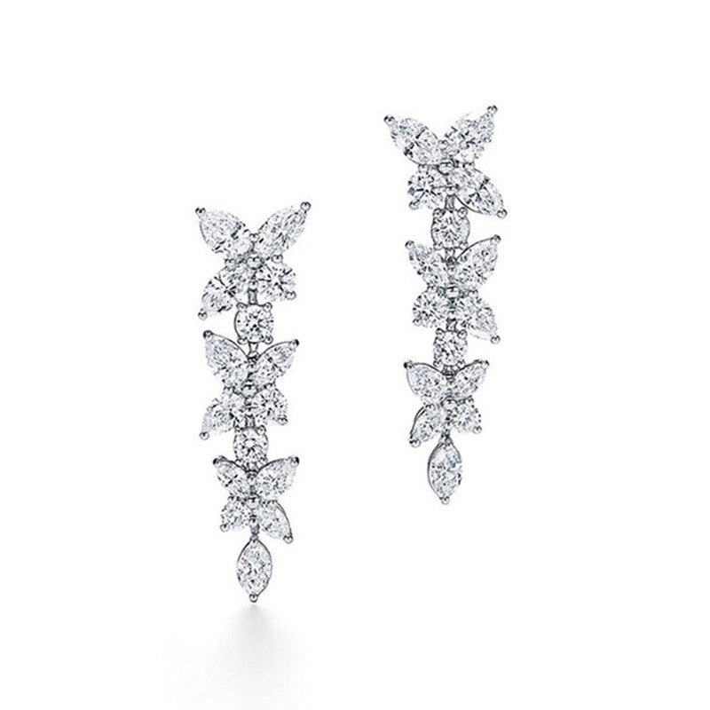 18K White Gold Row Of Moissanite Earrings
