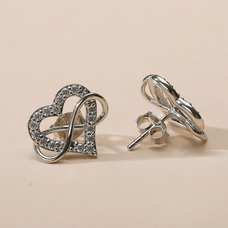 S925 Sterling Silver Infinity Heart Moissanite Earrings