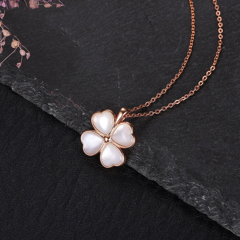 18K Rose Gold Four-Leaf Clover Necklace