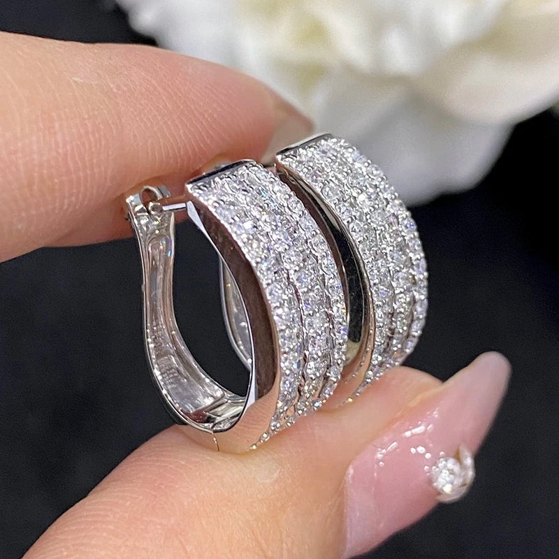 18K White Gold Natural Diamond Hoop Earrings