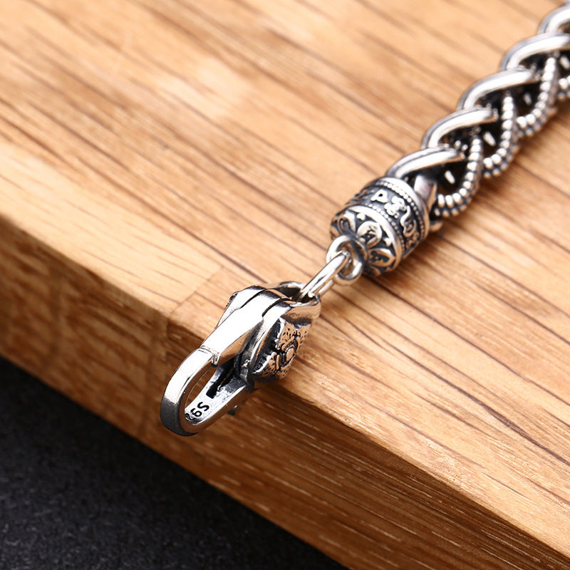 [S925] Sterling Silver Vajra Mantra Spiga Bracelet