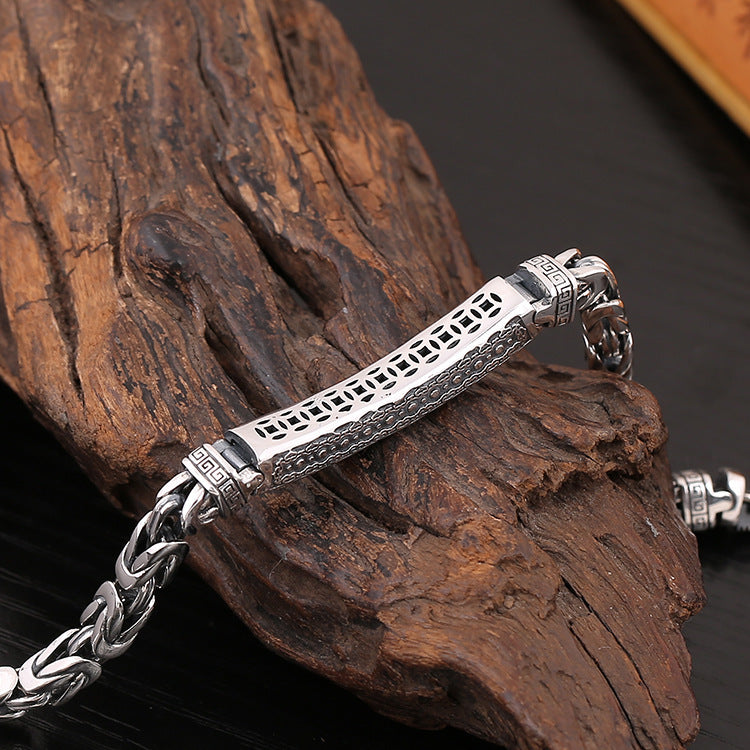 [S925] Sterling Silver Byzantine Link Push-Lock Bracelet
