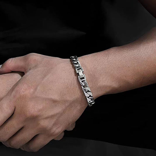[S925] Sterling Silver Cuban Lobster Claw Bracelet