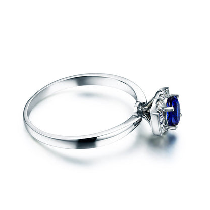 18K White Gold Natural Diamond & Sapphire Ring